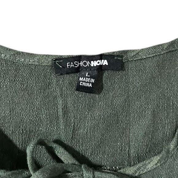 Fashion Nova Blouse Women's Sz L Olive Green Hi-Lo Hem Tank Top Lightweight - Picture 2 of 13